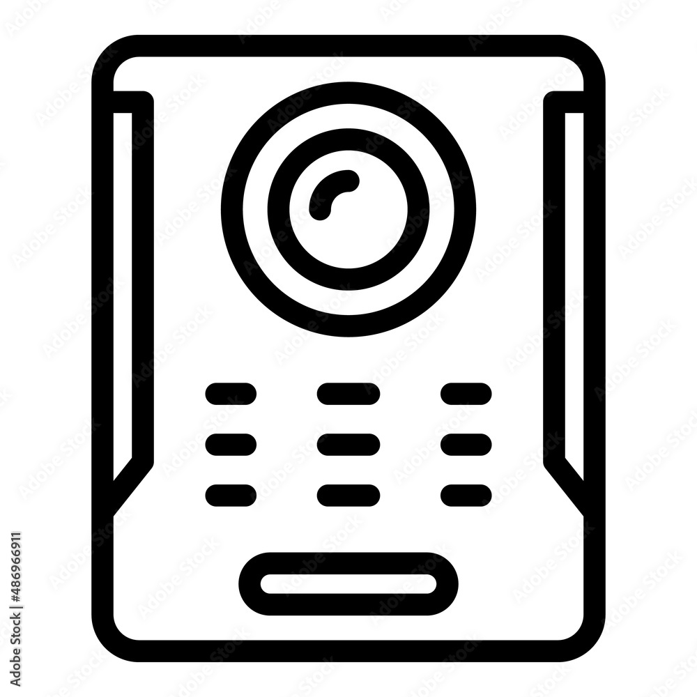 Poster building video intercom icon outline vector. door system. camera security