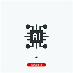 Artificial intelligence - icon vector icon. Editable stroke. Linear style sign for use web design and mobile apps, logo. Symbol illustration. Pixel vector graphics - Vector