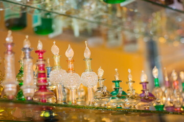 Glass perfume bottles based oils on Bazaar, market