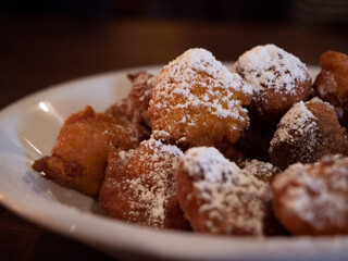 Frittelle di carnevale. Italian carnival fritters. Traditional carnival sweets. 