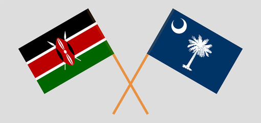 Crossed flags of Kenya and The State of South Carolina. Official colors. Correct proportion