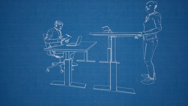 Moderne B&uuml;roarbeitspl&auml;tze haben eine h&ouml;henverstellbaren Schreibtisch
