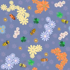 Gordijnen pattern insects and flowers without background © IRYNA