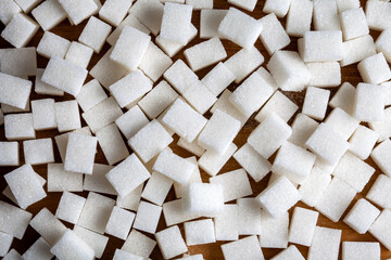 White Sugar cubes background image top view