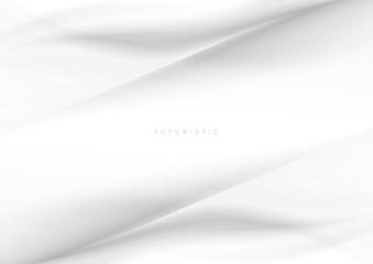 Abstract white grey smoke waves background. Monochrome smooth vector design