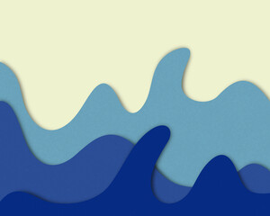 Shades of blue waves paper cut out effect, abstract textured background