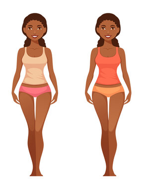 cartoon illustration of a beautiful young black woman in underwear