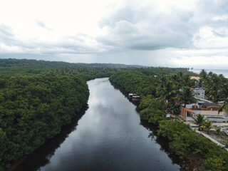 Fototapeta na wymiar Aerial view of the city of Ilhéus, in the interior of the state of Bahia. Brazil.