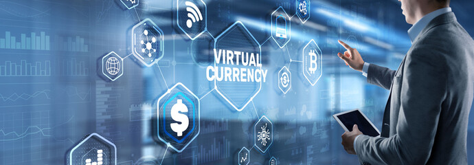 Virtual Currency Exchange Investment concept. Financial Technology Background