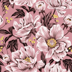 Seamless floral pattern. Design for wallpaper, fabric, wrapping paper, cover and more.