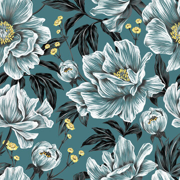 Seamless floral pattern. Design for wallpaper, fabric, wrapping paper, cover and more.