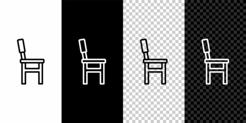 Set line Chair icon isolated on black and white background. Vector