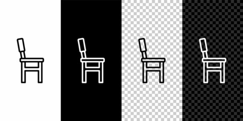 Set line Chair icon isolated on black and white background. Vector