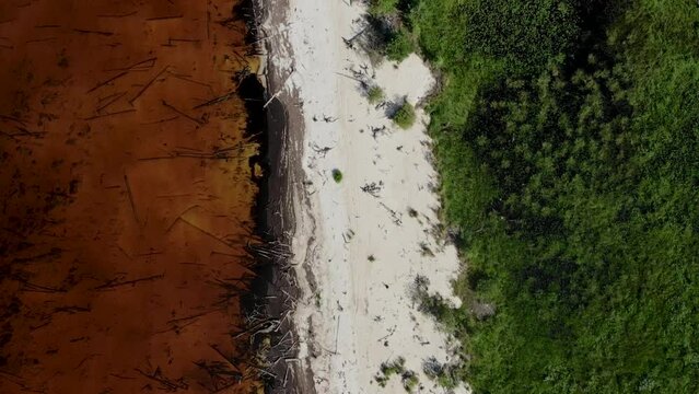 Aerial view of a secret beach in Karelia