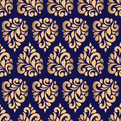 Seamless golden floral pattern for textile, fabric manufacturing, wallpaper, covers, surface, print, gift wrap, scrapbooking. Vector.