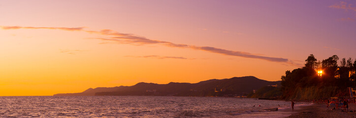 Amazing sea sunset, the sun, waves, clouds