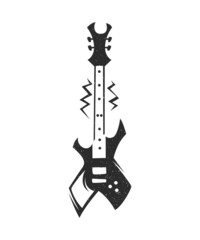 Vintage black and white stylized electric guitar with spray