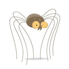 funny cartoon illustration of a long-legged spider - obrazy, fototapety, plakaty