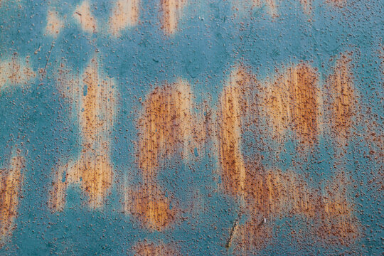 A Blue Wall With A Orange Rust Texture At Mud Island Park In Memphis Tennessee USA