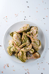 marinated raw grilled chicken in pesto sauce