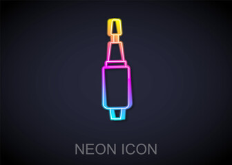 Glowing neon line Milling cutter for manicure icon isolated on black background. Apparatus for manicure. Manicure tools. Vector