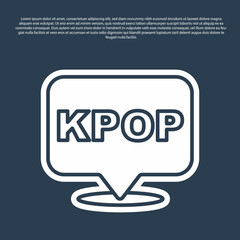Blue line K-pop icon isolated on blue background. Korean popular music style. Vector