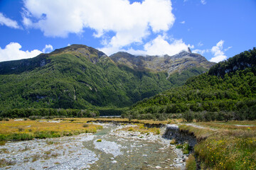 Naklejka na ściany i meble Valley at Paradise village, filming location of LOTR, New Zealand