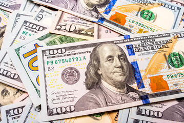 Obraz na płótnie Canvas Money paper bills as a background. Financial and business concept.