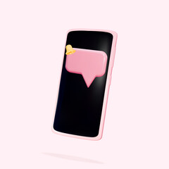 Vector illustration of a smartphone that rings and displays a new message notification.