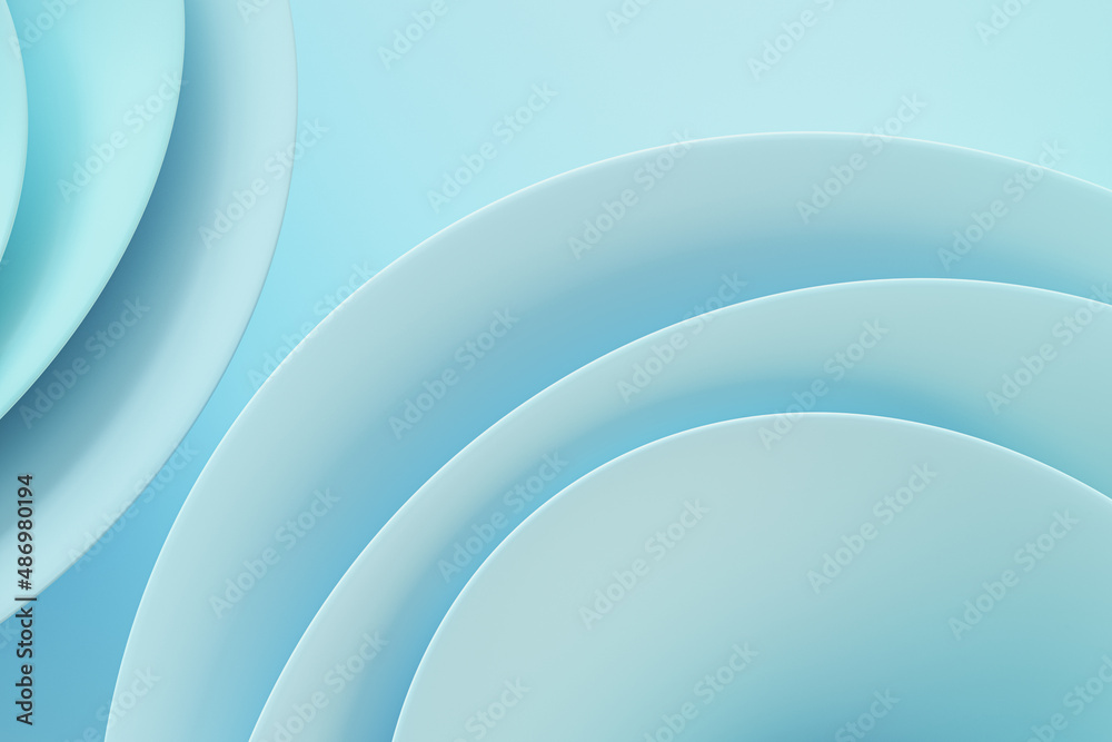 Poster creative abstract blue circles wallpaper. web page design concept. 3d rendering.