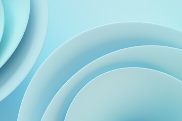 Creative abstract blue circles wallpaper. Web page design concept. 3D Rendering.