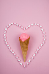 marshmallow heart shape with ice cream cone