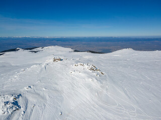 Aerial view of Vitosha Mountain near Cherni Vrah peak, Bulgaria