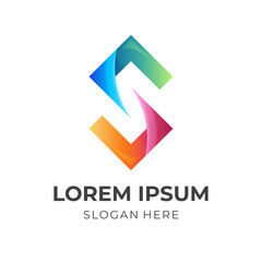 initial S logo template with 3d colorful style