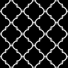 Seamless pattern with ogee ornament. Oriental traditional ornamentation with repeated rounded shapes. Window tracery wallpaper. Grid motif. Digital paper, textile print, web design. Vector art image.