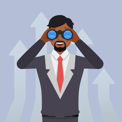 Businessman find vision using binoculars. people character vector design.