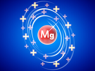 Magnesium icon on blue background. 3D illustration.