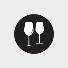 Wine glass vector silhouette in cirle frame vector