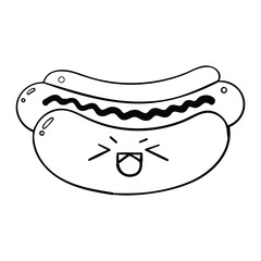 The illustration of hot dog cartoon vector. Suitable for food and beverage, bar cafe or restaurant also drawing book for young learners.