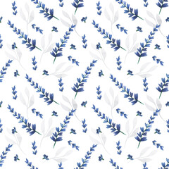 watercolor floral seamless pattern. Simple small blue flowers . Subtle ornament. Elegant design for decor, fabric
