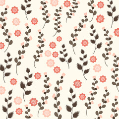 Hand drawn flat design floral pattern. - Vector.