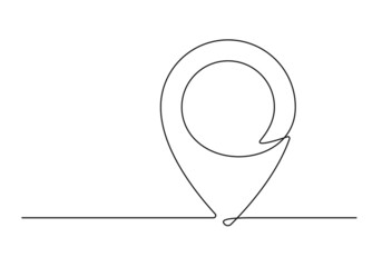 Continuous drawing of one line of an map point. Web concept. Map point isolated on a white background. Vector illustration