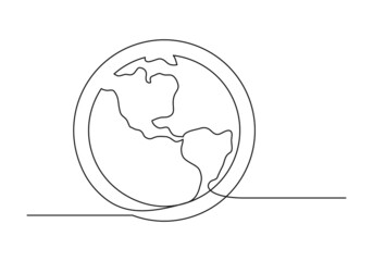 Continuous drawing of one line of an earth. Web concept. Earth isolated on a white background. Vector illustration