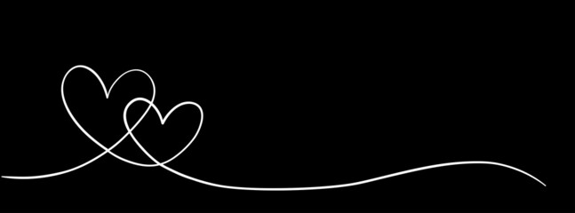 One line drawn hearts. Valentine's day vector illustration. Modern single line art.