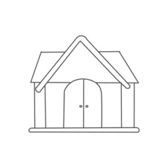 hand drawn illustration house school building suitable for children coloring and drawing book