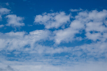 Blue sky and white cloud formations image for background use