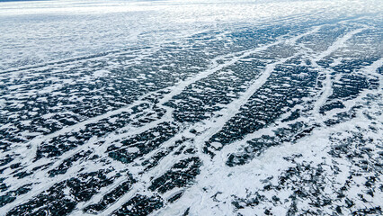 Naklejka premium Frozen waters and textures from aerial