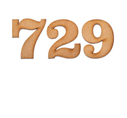 Number 729 - Piece of wood isolated on white background