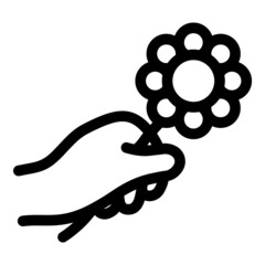 Flower In Hand Flat Icon Isolated On White Background