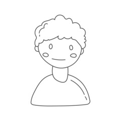 curly haired boy smiling hand drawn illustration can be used for children's drawing books and coloring books